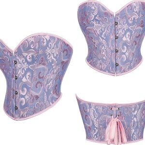 Elegant Blue and Pink Corset